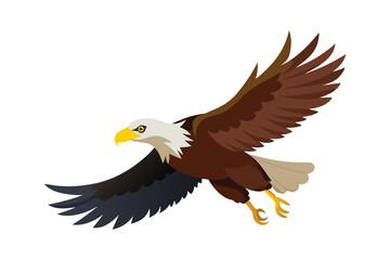 flying bald eagle vector white background
