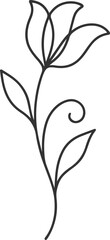 Floral design vector with a black silhouette of a woman, flower, and leaf, perfect for nature-inspired art or tattoo elements