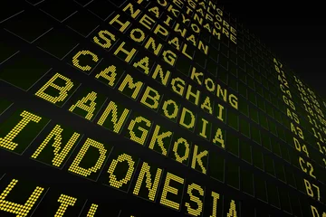 Wall murals Black airport departures board for asia