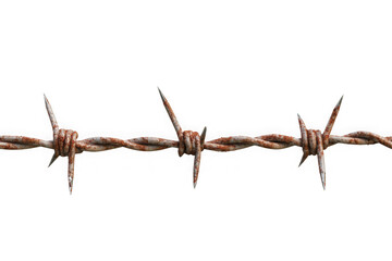 Fototapeta premium High resolution rusty barbed wire fence security danger sharp metal texture illustration isolated on transparent background