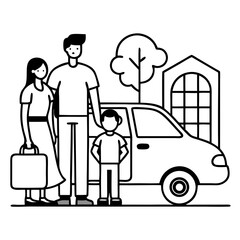 family on travelling icon