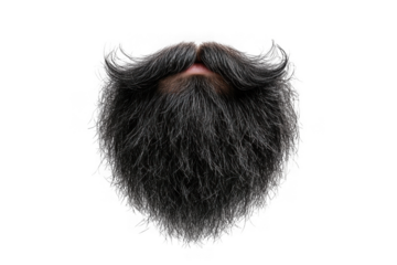 Realistic detailed beard and mustache png image for graphic design, cosplay, and character creation elements, isolated on transparent background