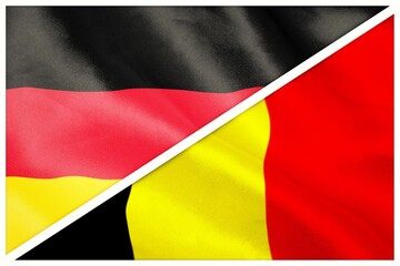 Close-up of German and Belgium flags