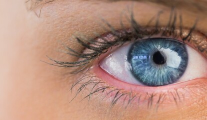 Close up of female blue eye