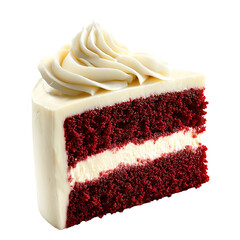 Slice of Red Velvet Cake with Cream Cheese Frosting
