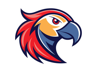 Colorful parrot head shows a bird of striking beauty and vibrant plumage