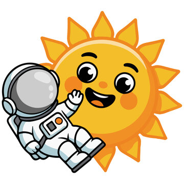 Cute Astronaut Holding Moon And Rocket Cartoon Vector Design.