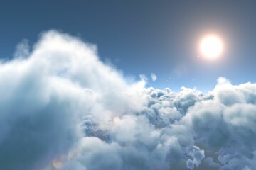 Idyllic view of sun over cloudscape during sunny day © vectorfusionart
