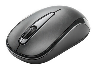 Dark gray wireless computer mouse isolated on black background