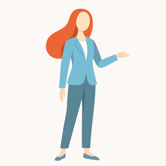 Flat Style Full Body Businesswoman Presenting Information Business Illustration