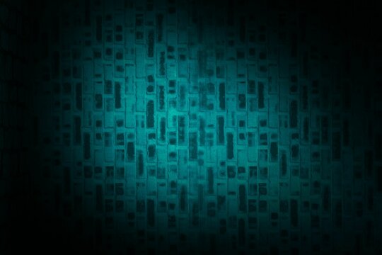 Fototapeta Blue lights on brick wall