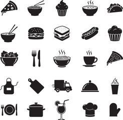 Collection of Food and Kitchen Silhouette Icons