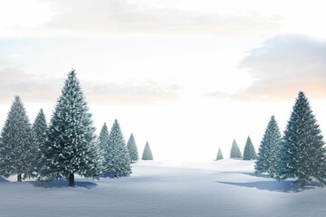 Snowy landscape with fir trees