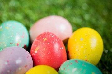 Various decorated Easter eggs