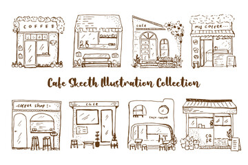 Cute Cafe Sketch Illustration Collection