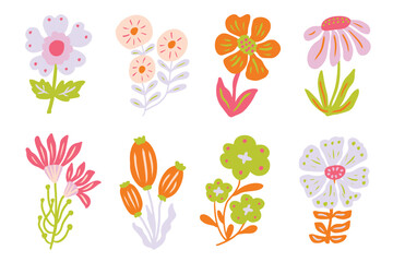 Colorful Groovy Flower Illustration Collection