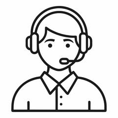 Flat icon of headset and person	