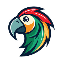 An attractive macaw portrait showcases vibrant feathers and a distinctive beak with clear and detailed lines