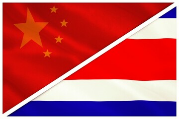 close-up of Chinese and Costa Rica flags