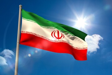Iran national flag on flagpole