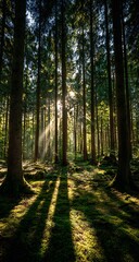 Fototapeta premium Vibrant photo of path in the forest.