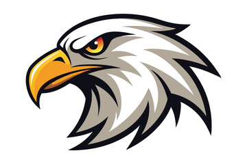 mascot head portrays an eagle in white and gray with focused golden eye