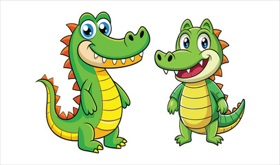 Obraz premium Two cute cartoon crocodiles illustration