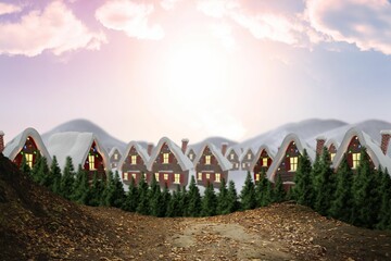 Digitally generated Cute village in the snow