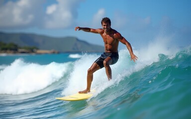 surfing in Mauritius. High quality