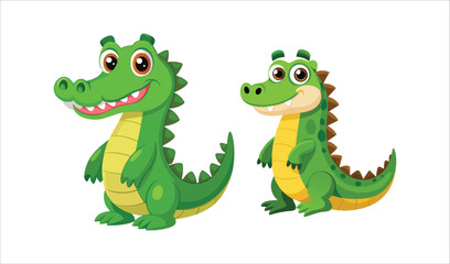 Two cute cartoon crocodiles illustration