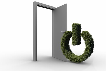 Obraz premium Turn off symbol by open door