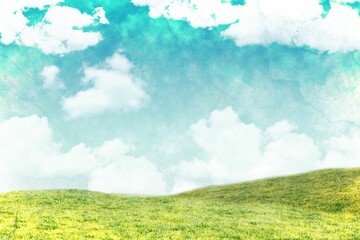 Digitally generated image of green hill