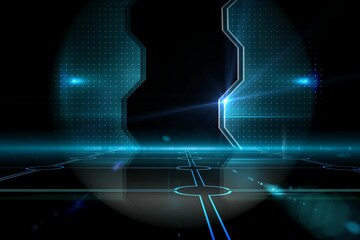 Obraz premium Doorway on technological black background