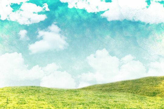 Fototapeta Digitally generated image of green hill