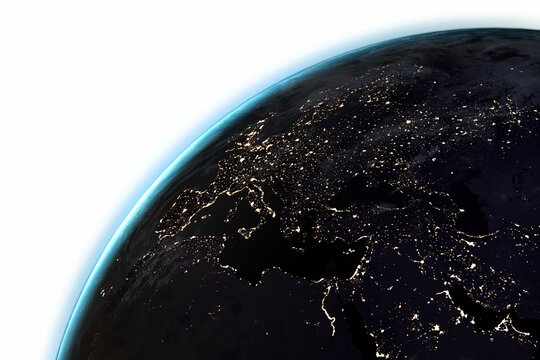 Fototapeta Composite image of illuminated planet