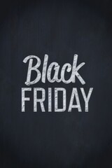 Obraz premium Black FRIDAY chalk lettering is appearing on dark slate chalkboard background in flat design
