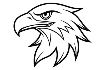 A majestic bald eagle head gazes fiercely forward in a bold, monochrome outline