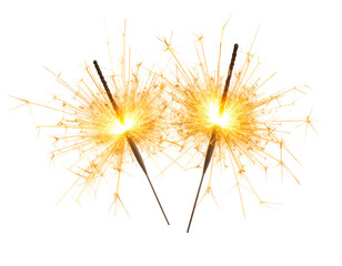 Sparklers creating bright flames and vivid light effects