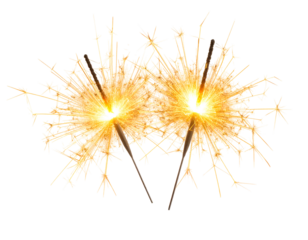 Sparklers creating bright flames and vivid light effects