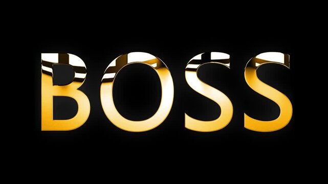 Boss elegant text design with golden shine animation video