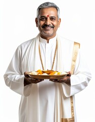 Hindu priest worship offering diwali puja ceremony india culture tradition god