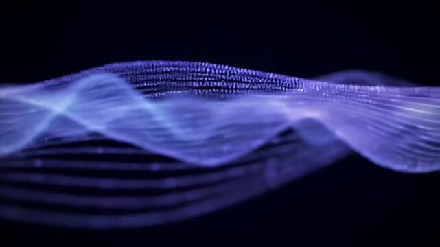 Abstract ethereal waves of blue & purple lines on a dark backdrop - Powered by Adobe