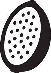 A textured passion fruit silhouette, ideal for tropical recipes, wellness products, or exotic decor