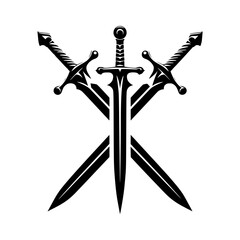 Three crossed swords medieval fantasy design