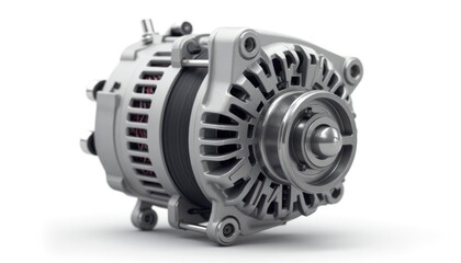 Detailed close-up of a car alternator.