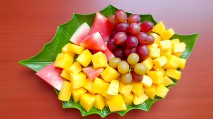 Delicious Summer Fruit Platter Watermelon, Mango, and Grapes