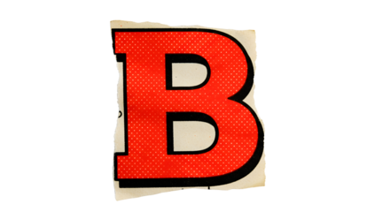 Real Paper Cutouts – Letter B: Torn Magazine & Newspaper Letters Photographed on White | High Definition | PNG image with transparent background