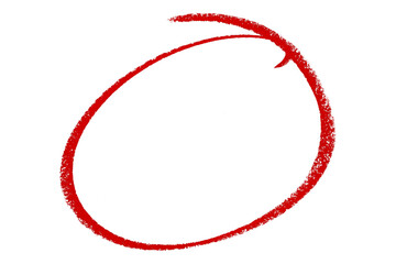 Red pencil highlight circle mark isolated on transparent background