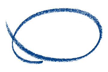 Blue pencil highlight circle mark isolated on transparent background
