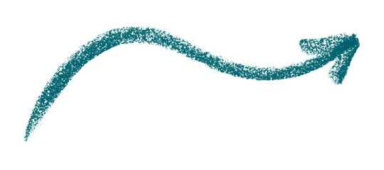 Green arrow symbol colored pencil isolated on transparent background